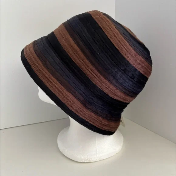 NWT San Diego Hat Company Mixed Brown & Black Small Brim Ribbon Bucket Hat - Picture 4 of 7